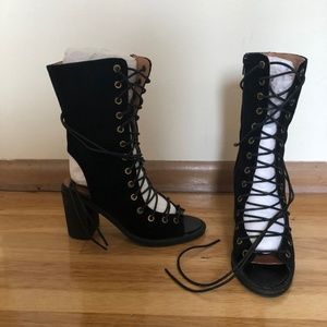 Jeffery Campbell Countessa Lace Up Peep Toe Boot